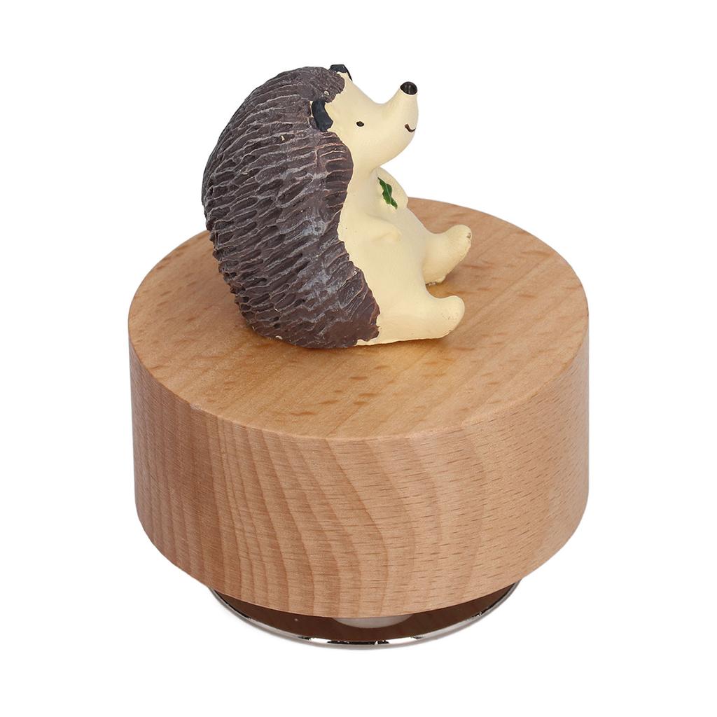 Hölzerne Runde Spieluhr DIY Tier-Spieluhr zur Möbeldekoration Weihnachtsgeschenke(Igel )