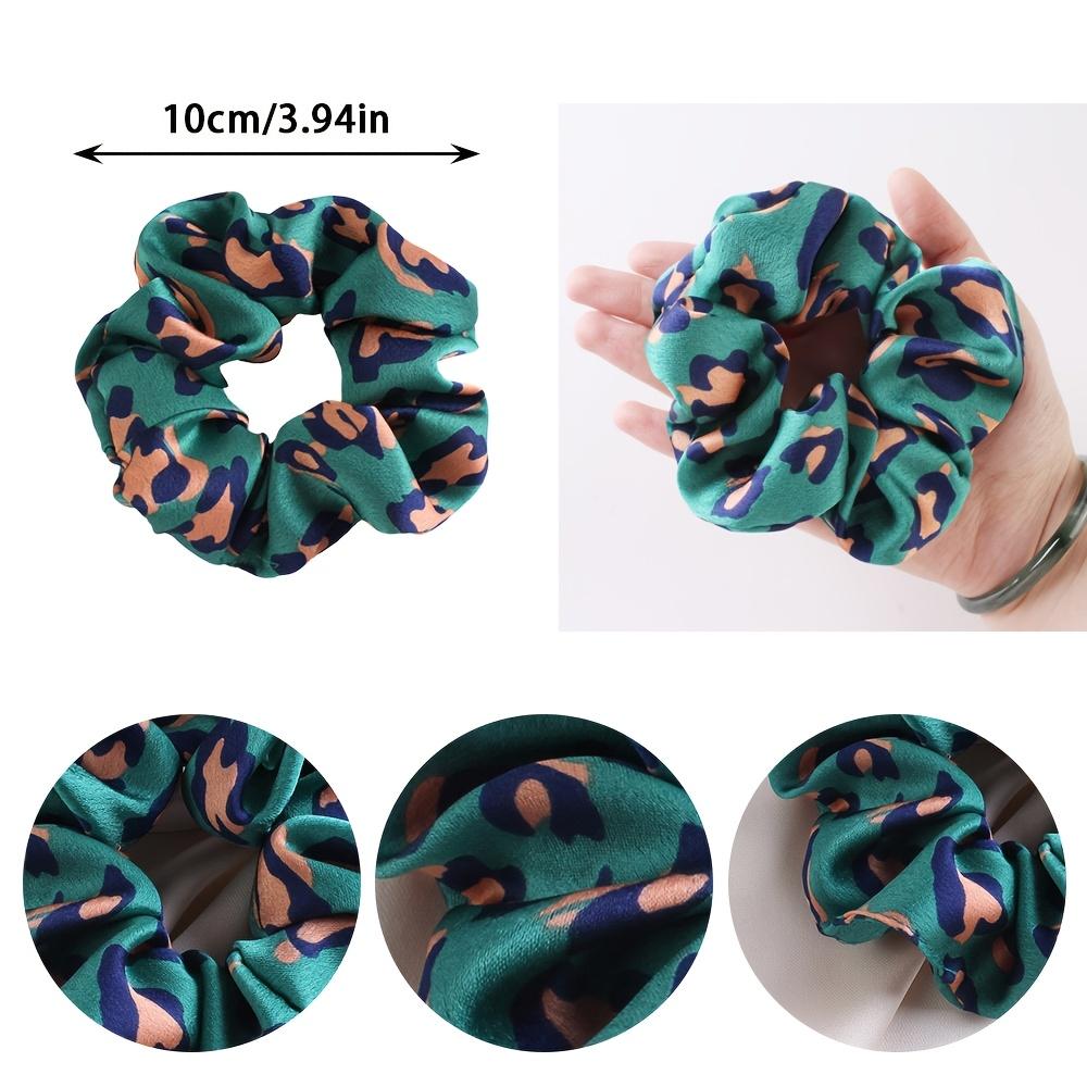 4pcs Leopard Print Elastic Hair Bands Soft Elegant Chiffon Scrunchie Hair Tie Lightweight Hair Accessories for Women
