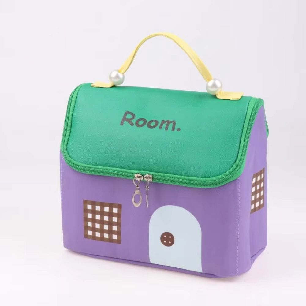 Cute House Shape Makeup Bag Large Capacity Cosmetic Case Cartoon Travel Makeup Handbag  Gift