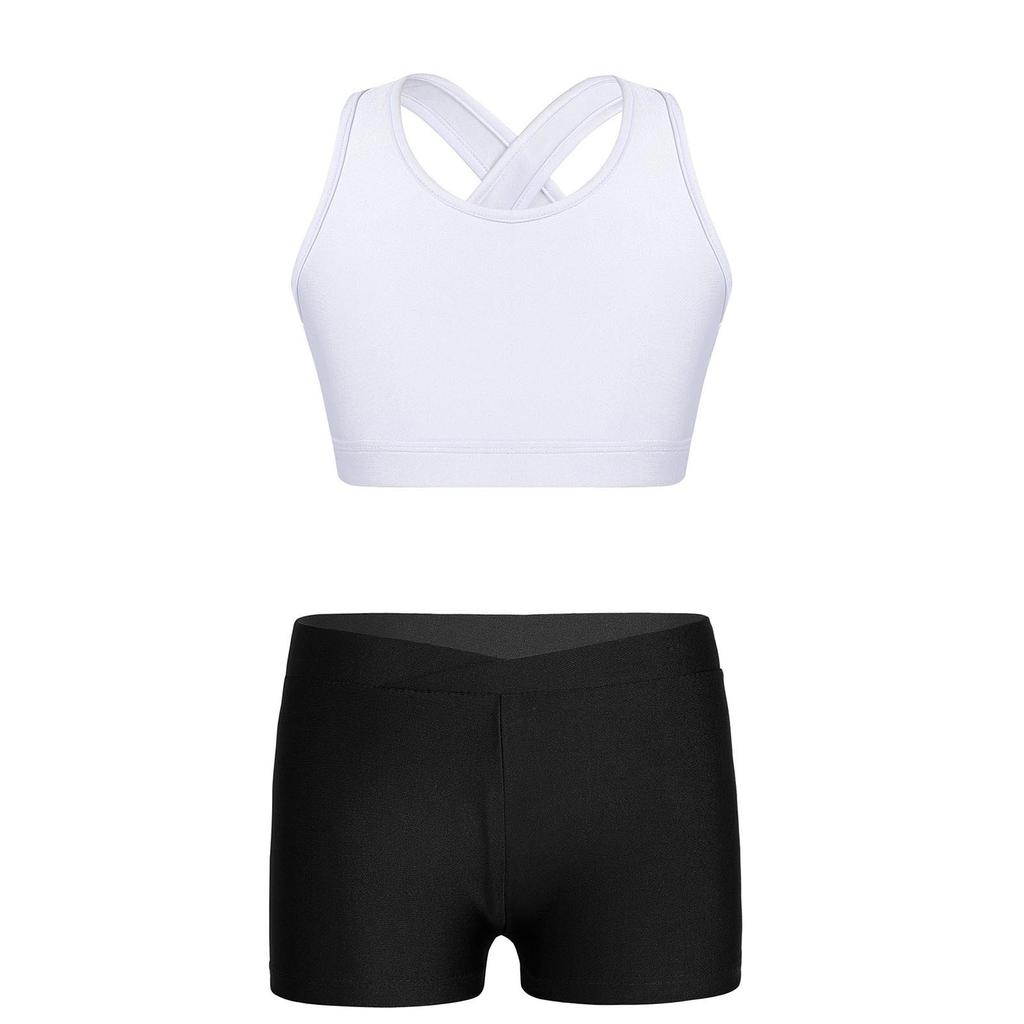 Ärmellose Weste mit Kreuzrücken-Cutout und High-Waist-Shorts mit V-Ausschnitt für Mädchen Yoga Laufen Fitnessstudio Activewear Performance