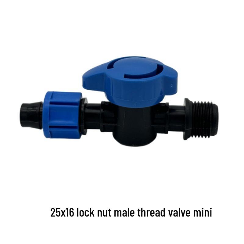 Agricultural Water-Saving Straight Valve: Lock Nut Male Thread, 16/20AK Drip Connector for Greenhouse and PE Pipes.