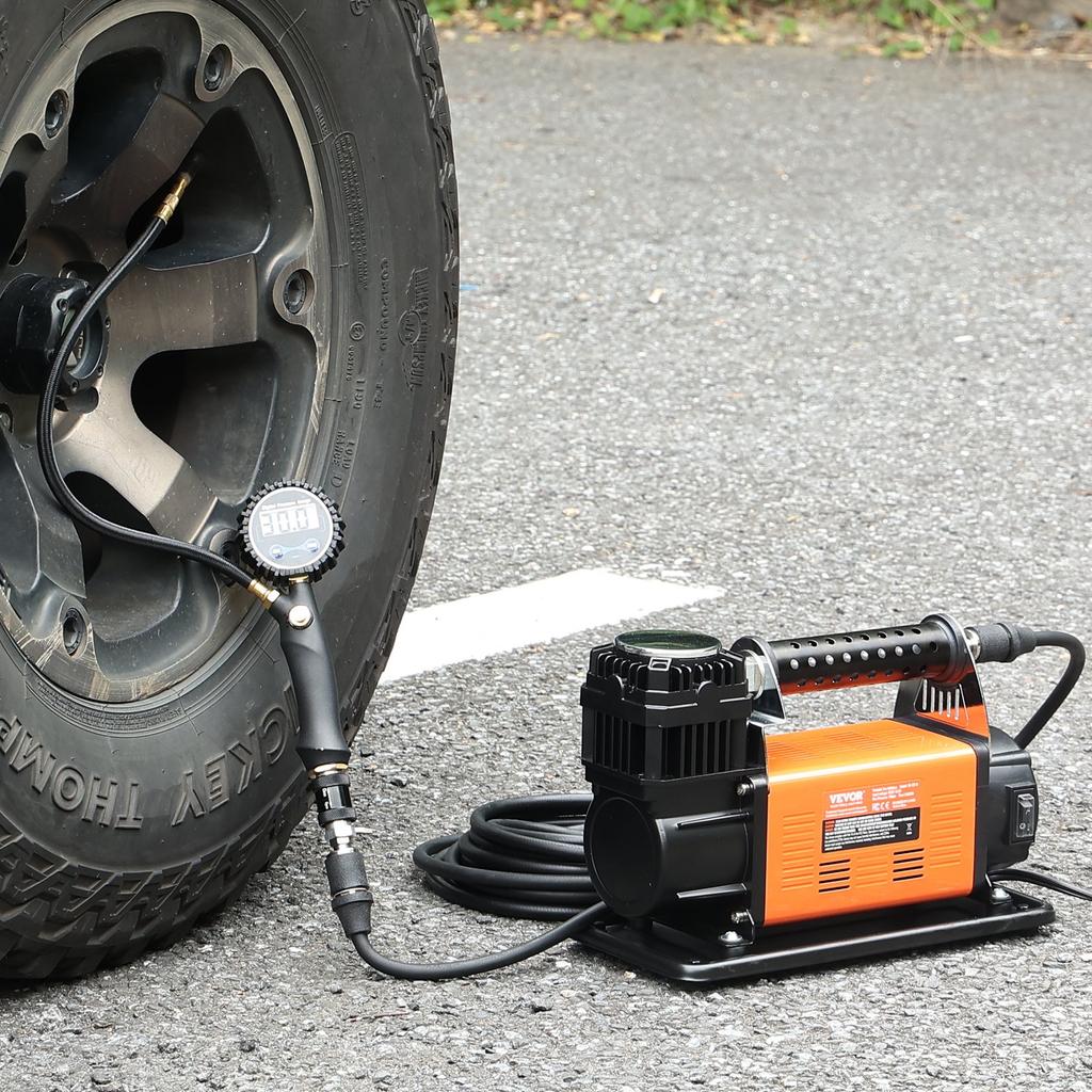 VEVOR 12V Heavy Duty Air Compressor - with Digital Pressure Gauge Tire Inflator Kit, 7.06 CFM Portable Tire Inflator