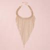 Korean Style Long Tassel Necklace Geometric Clavicle Chain Elegant Full Rhinestone Necklace  Women