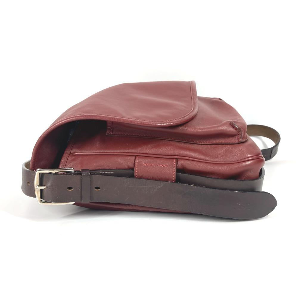 HERMES flap Barda 33 Drawstring Shoulder Bag Leather Rouge Ash Brown