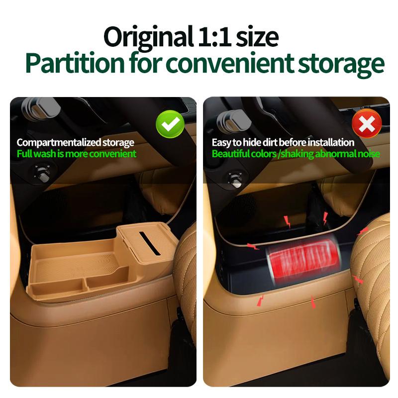 Car Under The Center Console Silicone Mat Storage Box Anti Slip Organizer Pad For DENZA D9 2026 Interior Auto Accessories