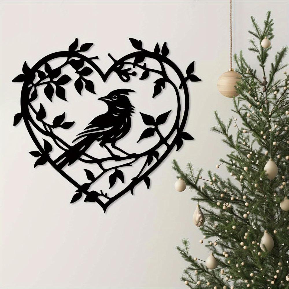 Wrought Iron Heart Cardinal Metal Wall Decor for Christmas Halloween Easter Valentine Thanksgiving