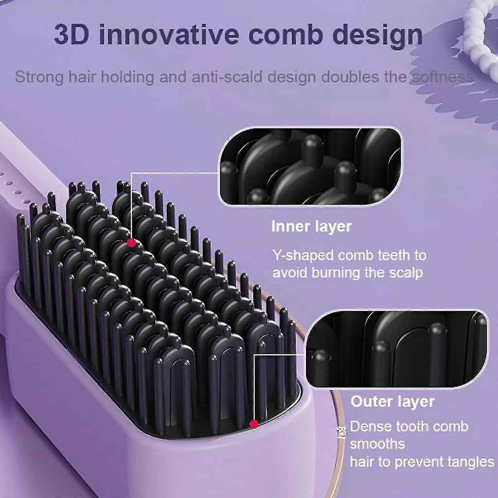 Portable Hair Straightener Brush Cordless Hair Straightener Brush Rechargeable Hair Straightening Brush