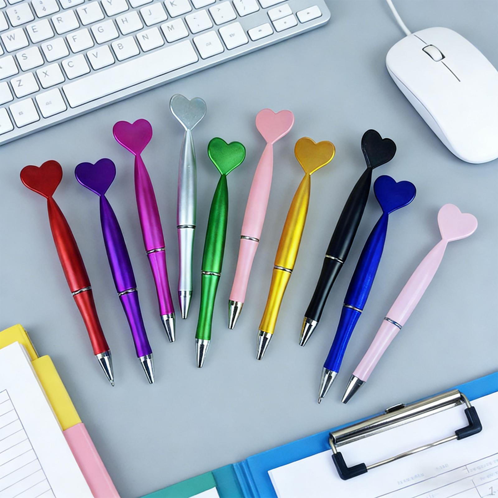 10Pcs Valentine s Day Heart Shaped Pens Ballpoint Sturdy Decorative Black Ink for Office