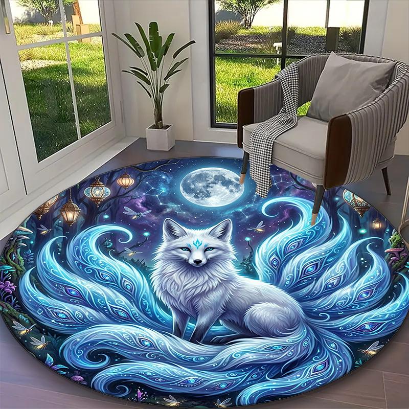 1pc Mystic Monkey Glow Printed Chair Rug for Home Office Use, Living Room Kitchen Game Room Round Carpet