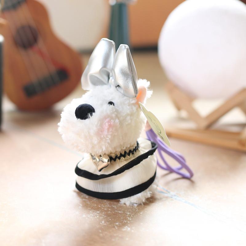 Cute West Highland Terrier Plush Keychain With Soft Short Pile For Bag Decoration And Gift