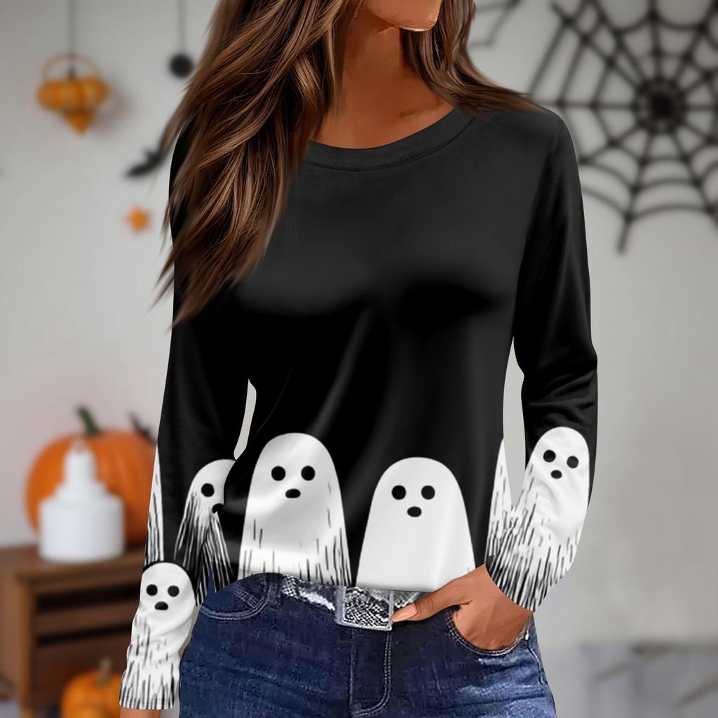 Women's Daily Casual Long-sleeved Printed O-neck Top