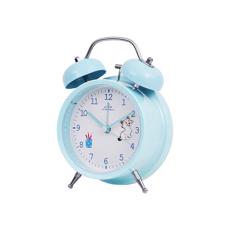 4-inch Silent Bedside Alarm Clock with Cute Style and Light 3-inch