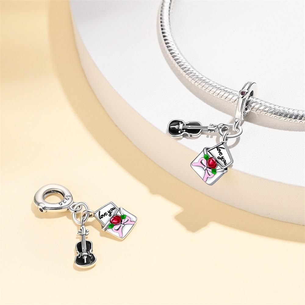 Authentic Original Copper Metal Charm Bead Components Luxury Valentine's Day Envelope Pendant Bead Component Guitar Bead Components Compatible With