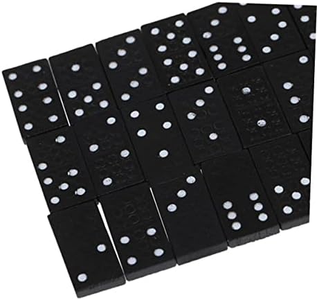 Kisangel 2 Sets Black Wooden Dominoes with Storage Box, Kids Educational Toys for Creativity, Table Game