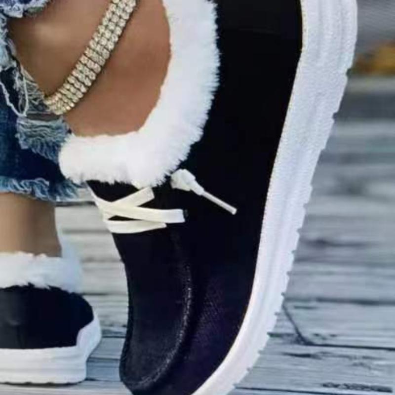 European and American Christmas Women's Shoes 2024 Autumn/Winter New Printed Casual and Velvet Warm Women's Flat Cotton Shoes