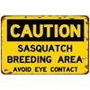 Sasquatch Bigfoot Caution Metal Wall Art Decor Sign