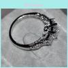 Exquisite Luxury Square Ring With White Gold Plated Rhinestones For Elegant Women