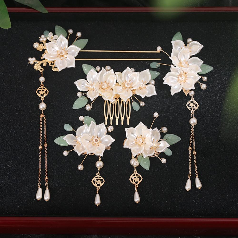 Tassel Hanfu Hair Stick Pearl Flower Hair Comb Chinese Style Hairpin Set  Hairstyle Design Tool