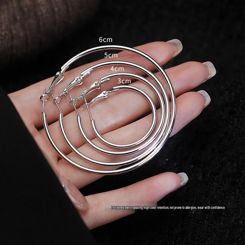 Liu Yifei Inspired S925 Silver Large Hoop Earrings - Elegant Light Luxury Style for Women