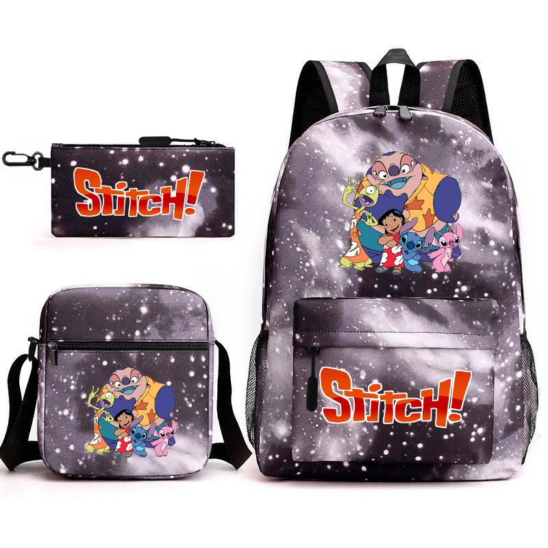 School Season Student Backpack Heat Transfer Backpack Satchel Pencil Bag Three-Piece Set