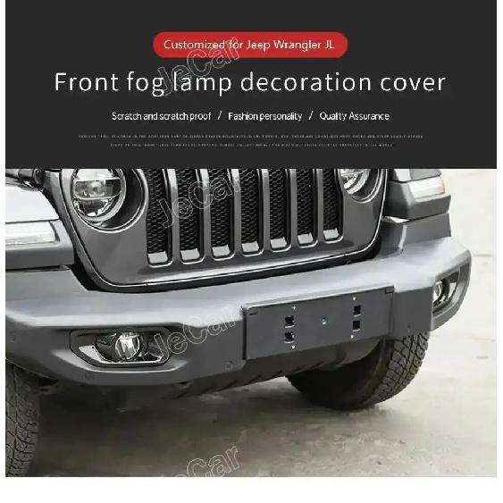 JeCar Car Front Bumper Fog Light Cover Lamp Hoods Decoration For Jeep Wrangler JL JT Gladiator 2018 Up Car Exterior Accessories