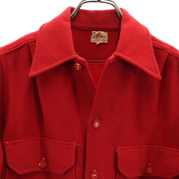BRENT 40s Vintage Triangle Gusset Long Sleeve Shirt 15.5 Red Women Used
