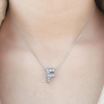 Antique Silver Plated Alphabet " F" Chain Pendant Gift Fashion Jewelry