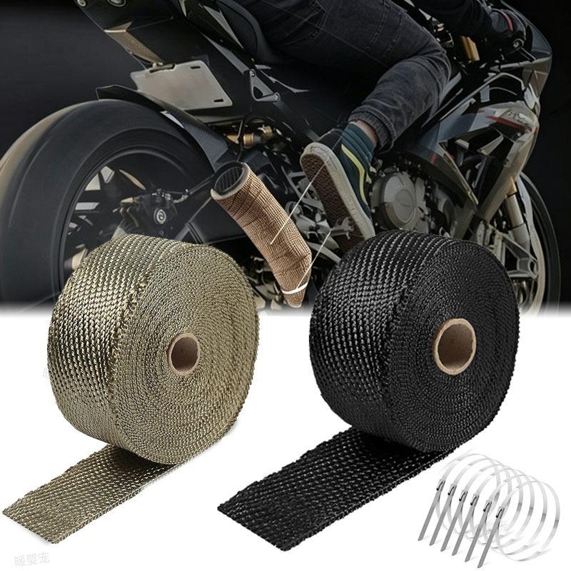 Header Heat Wrap Manifold Insulation Roll Resistant with Stainless Ties Motorcycle 5CMX10M Motorcycle Exhaust Thermal Tape