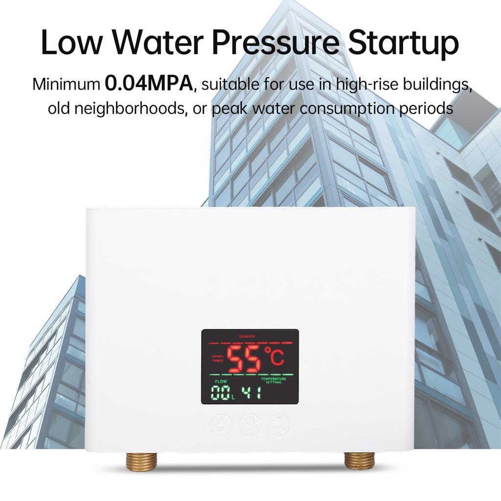 Water Heater 5500W   Lectric Tankless Water Heater Wall-Mounted with LED Display and Remote Control for Home RV Kitchen Bathroom, White