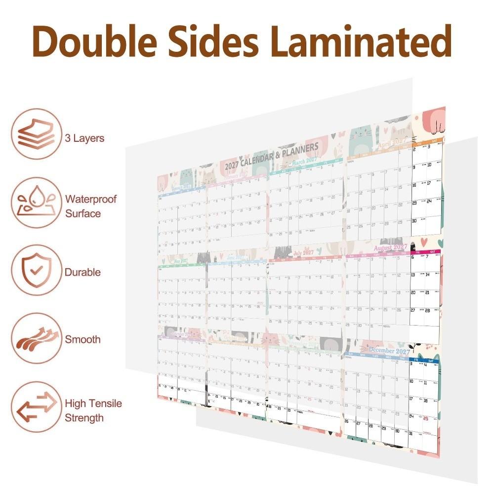 Erasable Surface Yearly Wall Planner Foldable Calendar Planner Sheet Family Planning