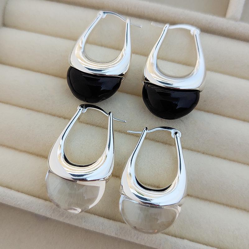 Minimalist Chic Water Drop Smooth Handbag Earrings & Ear Clips for Women: European & American Blogger Style