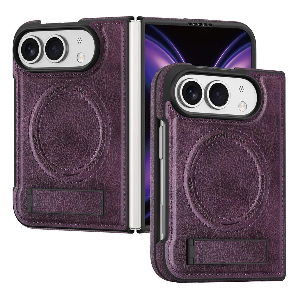 Magnetic Wireless Charging for IPhone Duo Phone Case for IPhone Fold Vintage Leather Kickstand Hard Shockproof Anti Scartch Protective Cover
