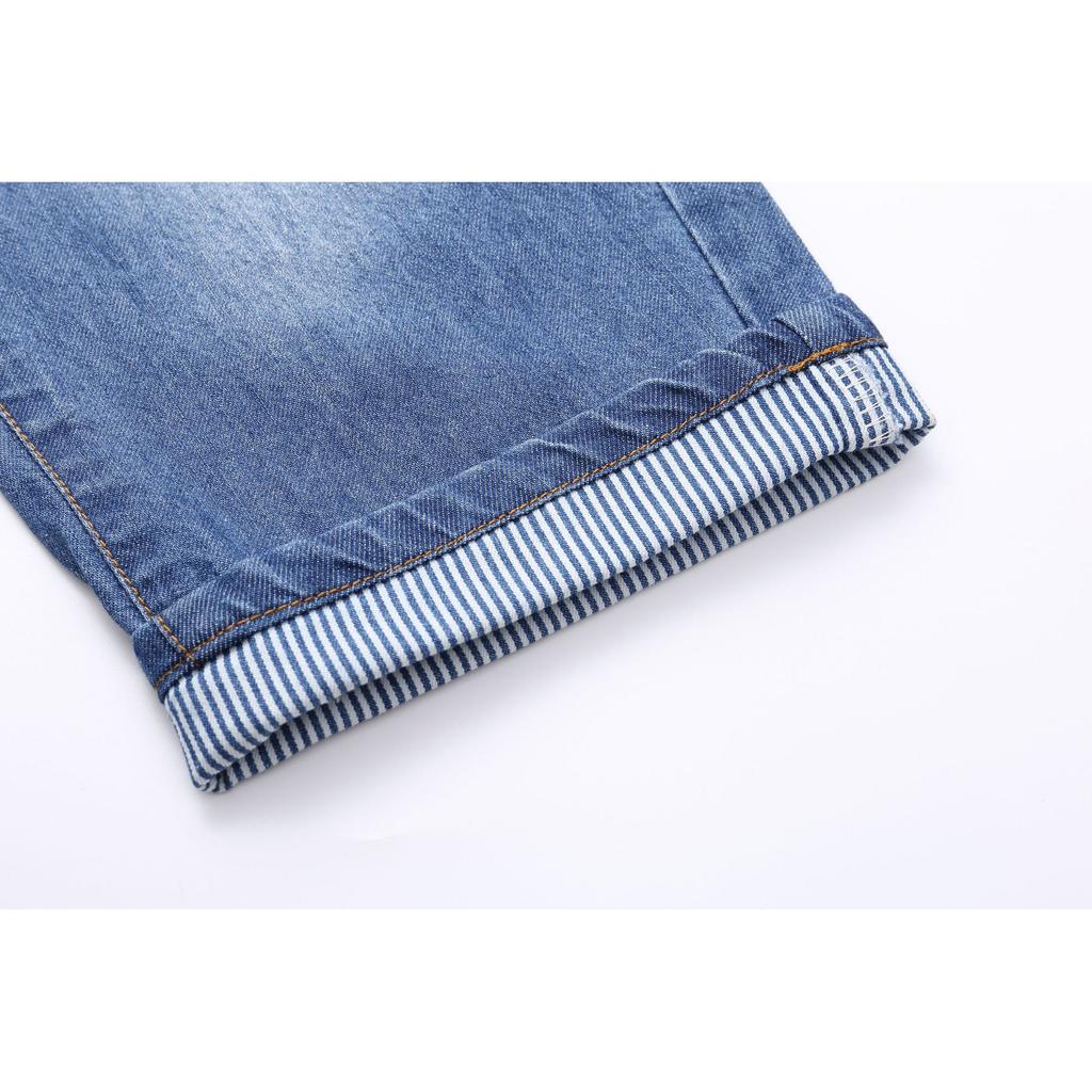 Letní chlapecké džínové kraťasy s potiskem a výšivkou, mřížkované dětské džínové kraťasy pro dospívající chlapce