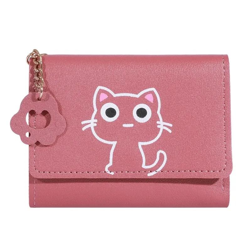 Neu Kleine Brieftasche Weibliche Katze Kurze Falten Personalisierte Student Nette Mini Mode