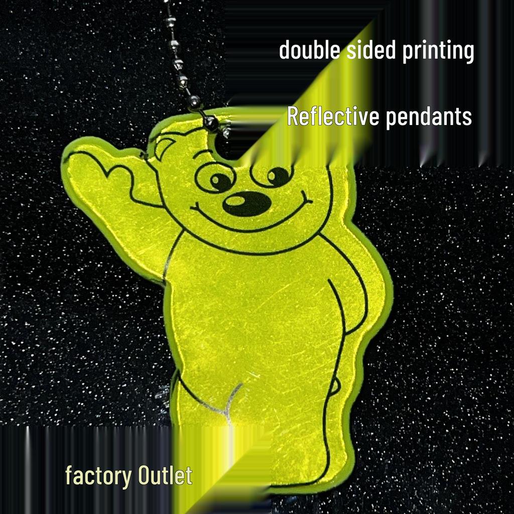 Reflective Little Bear Pendant Keychain - Double-Sided, Multi-Color, Safe for Night Travel, Ideal for Backpacks