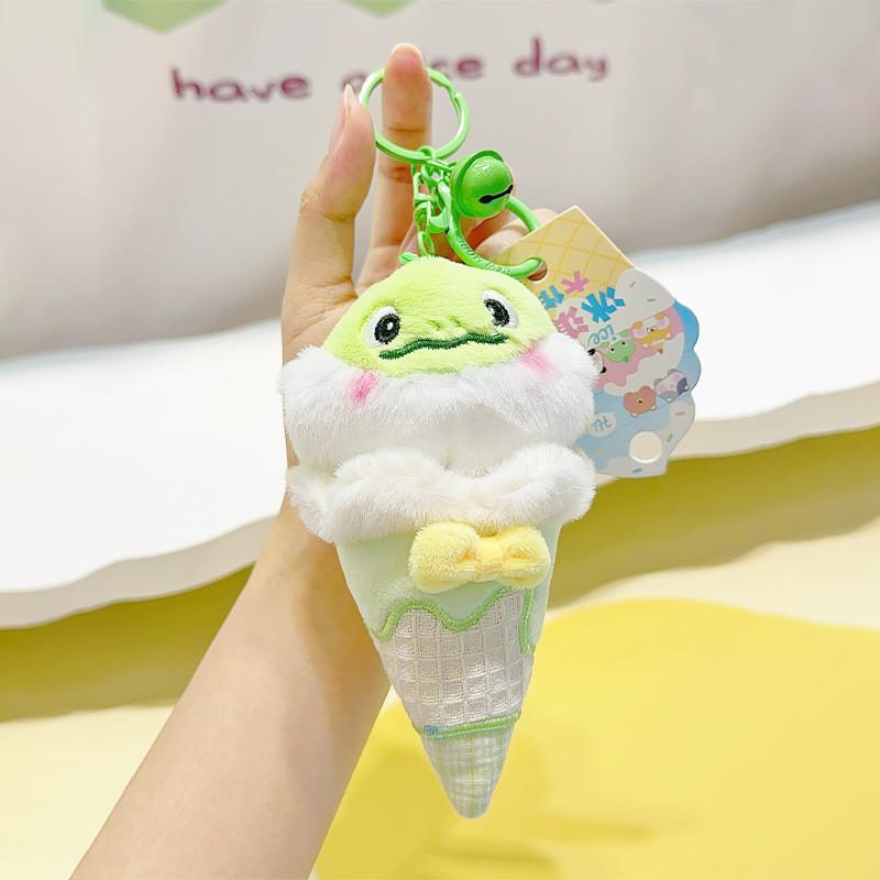 Ice Animal Colorful Cream Plush Keychain Featuring Adorable Fox Rabbit Otter Cat And Bear