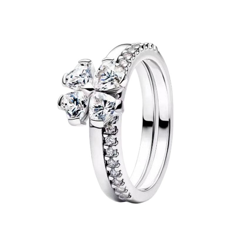 S925 Silver Pink Flower Bee and Bow Women's Ring Fashionable and Versatile Gift for Friends 2026