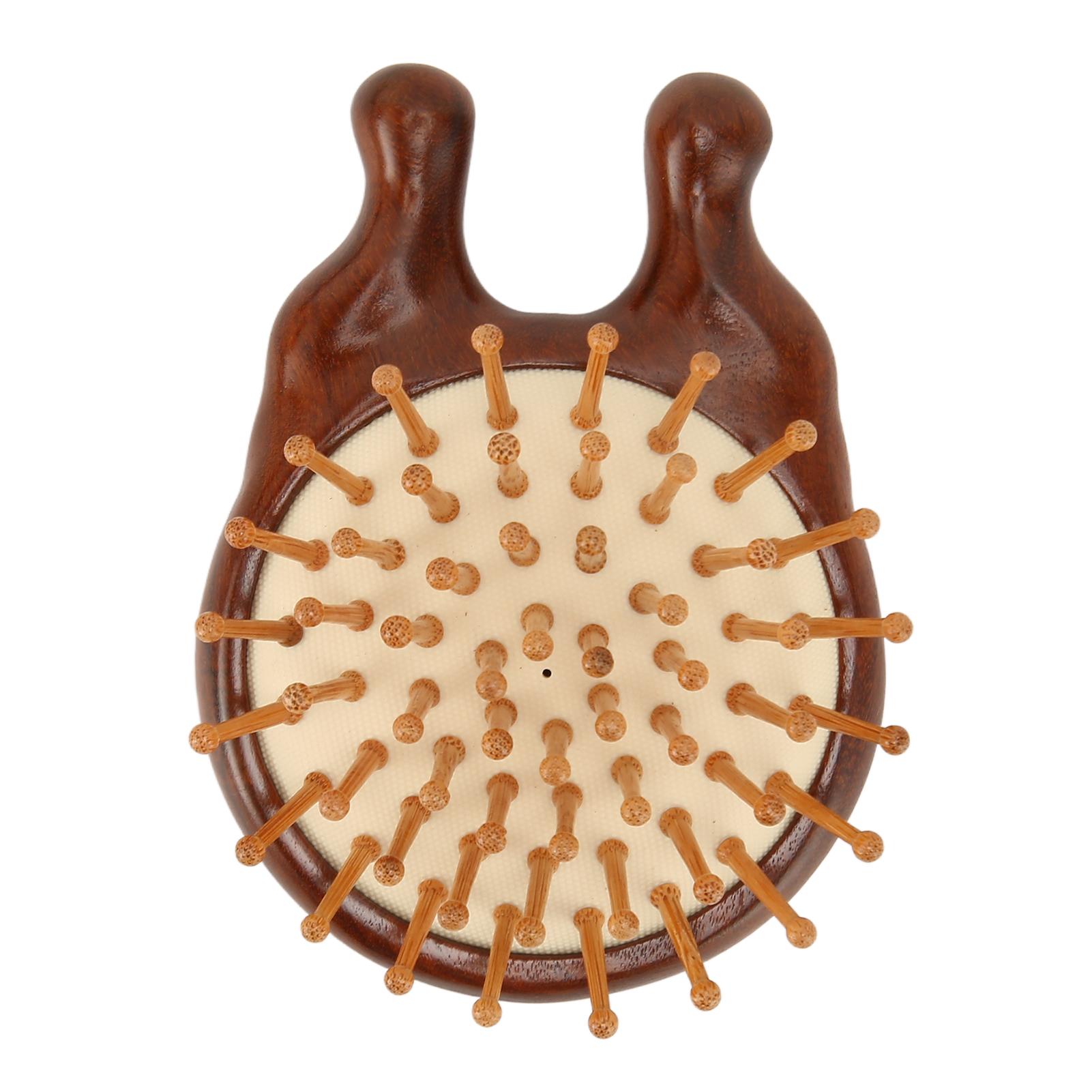 

Massage Hair Brush Multifunction Sandalwood Portable Round Teeth Wooden Nose Scraper Cushion