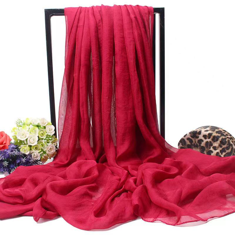 Extra-Large Bright Red Chiffon Scarf for Spring & Summer – Versatile Sunscreen Shawl for Beach, Dance, or Party.
