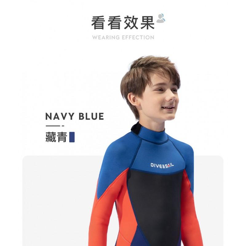 DIVESAIL Kids 2.5mm Neoprene Full Wetsuit Snorkeling Diving Surfing Winter Swimming Youth Thermal Dive Suit