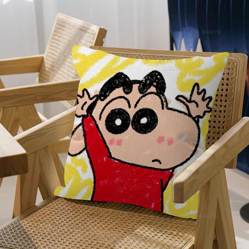 Watercolor Crayon Shin-chan Cushion Cover Car Throw Pillow Case For Sofa Car Christmas Gift 40x40cm 45x45cm