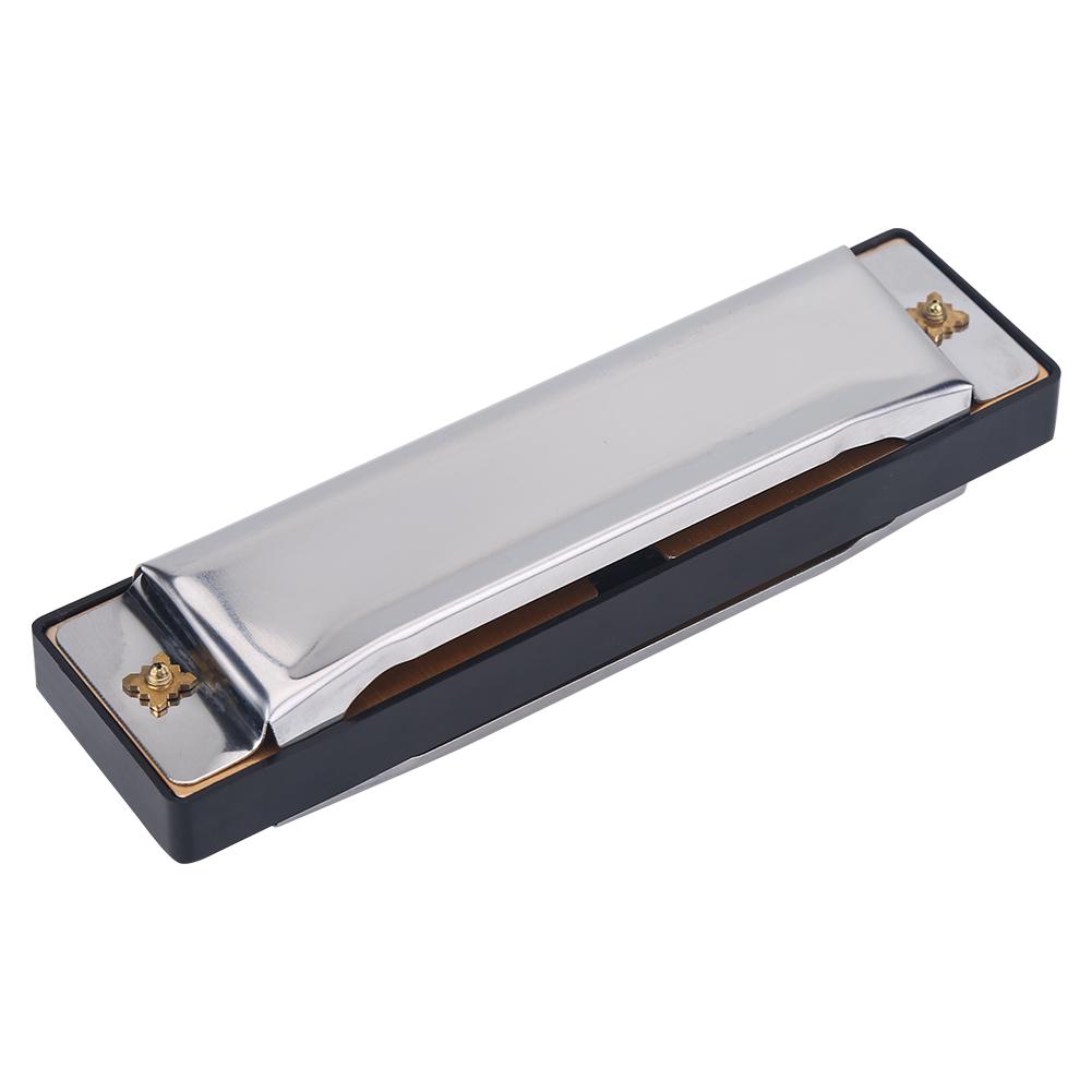 10 Hole Metal Harmonica Children Toy Blue Rock Jazz Folk Harmonicas Sliver