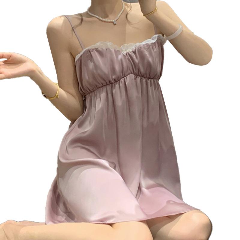Pure Desire Princess Style Ice Silk Suspender Nightgown Women'S Summer Comfortable Fashion Light Luxury Loungewear