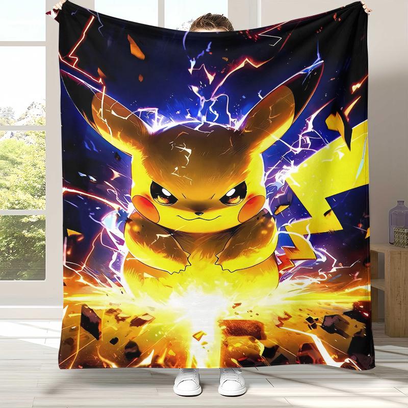 6 Style Pikachu Pokemon Flannel Blanket,Ultra Soft Warm Plush Throw for Home Bedroom Bed Sofa Cover Office Camping Picnic Gift