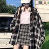 Korean Checkered Shirt Women's Sun Protection Outfit Loose Fitting Long Sleeved Top Student Mid To Long Length Hong Kong Style Jacket Women's
