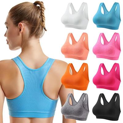 Soutien-gorge de sport sans armature à fort maintien pour femme: Antichoc, Respirant, Séchage Rapide, Modelant, Col Rond, Haute Élasticité