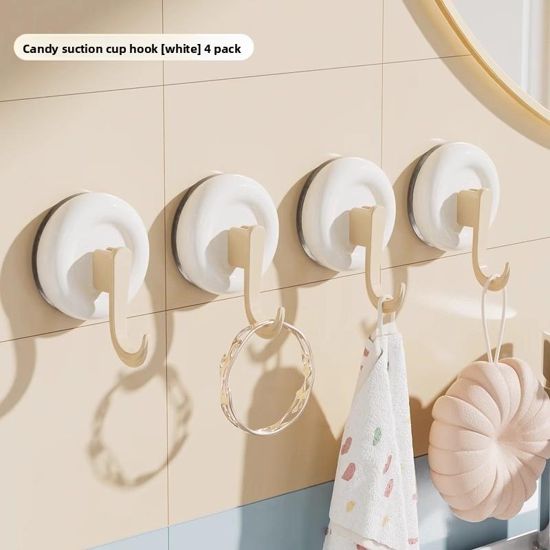 4 Pcs Strong Vacuum No-hole Non-marking Removable Household Kitchen Bathroom Bathroom Wall Hanging Suction Cup Hooks