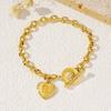 Elegant Heart Shaped Stainless Steel Bracelet With Secure OT Clasp Closure Creative Wrist Chain For Daily Wear