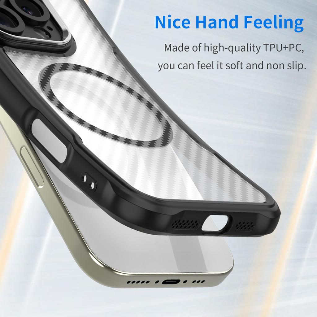 For Samsung Galaxy S23 Case TPU+PC Carbon Fiber Phone Cover Magnetic Case