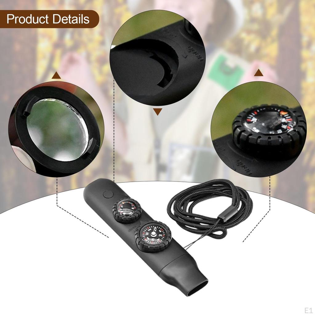 Nödvissel Överlevnad Multifunktionell Kompass Praktisk Utomhus med Snodd för Camping Kajakpaddling